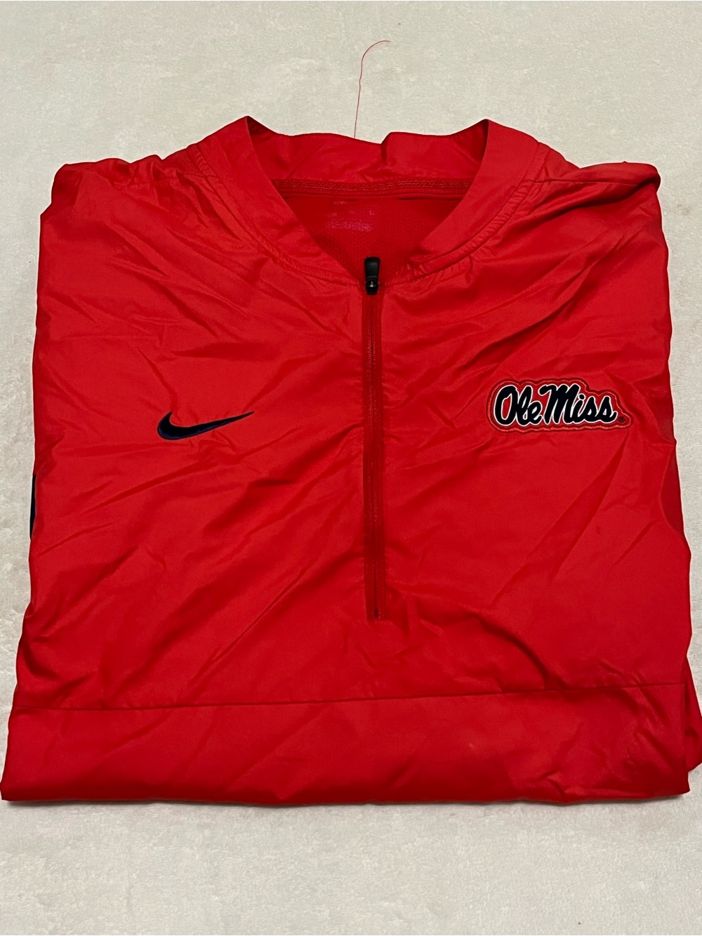 Nike Men’s Red Ole Miss Sideline Lockdown Half-Zip Jacket